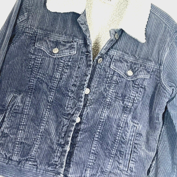 Pacsun Corduroy Trucker Jacket Women XSmall Gray Sherpa Cozy Gorpcore Retro - Picture 2 of 13